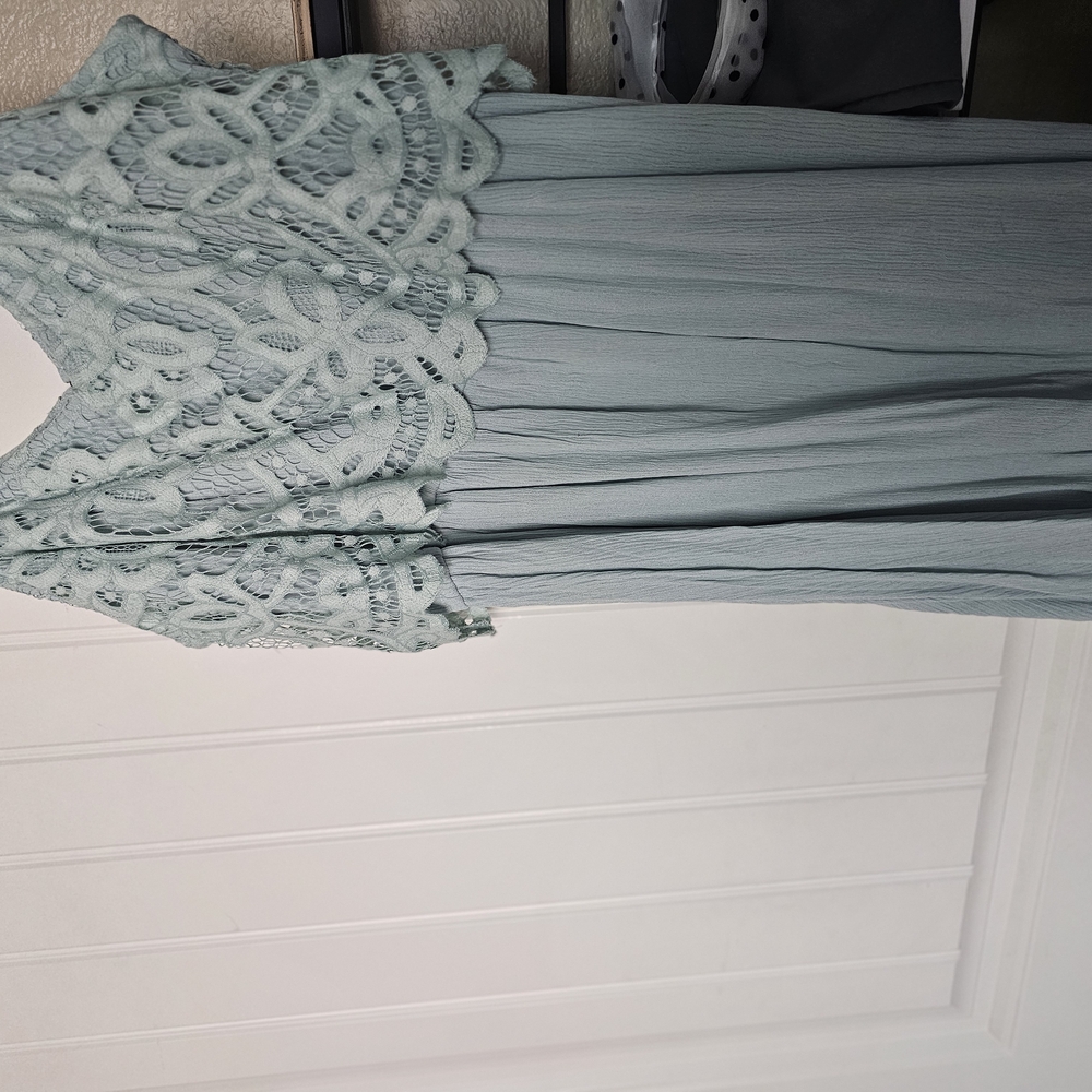 Elegant Lace Overlay Dress in Light Blue